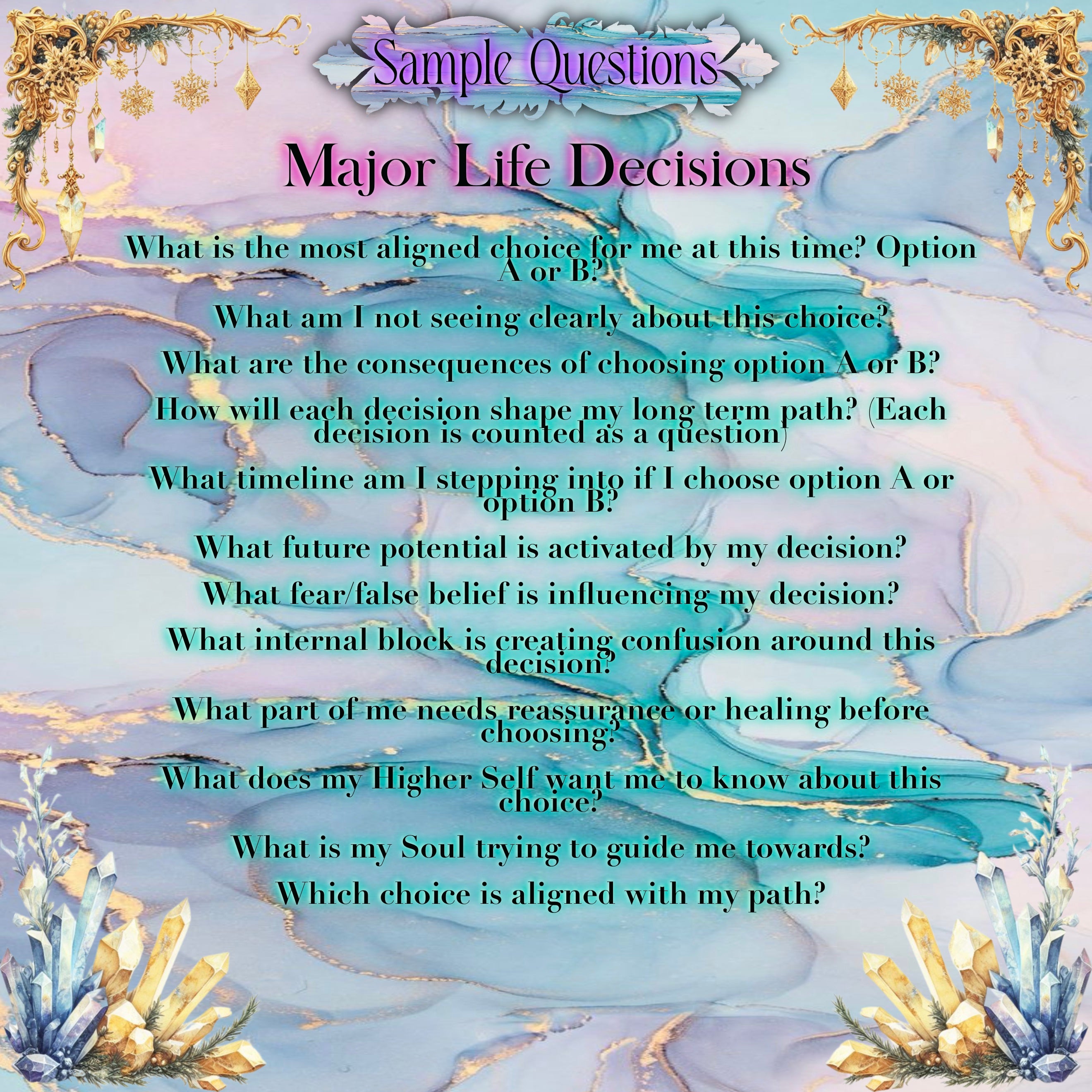 Custom Questions Reading - Relationship Guidance, Signs and Nudges, Major Life Decisions, Timeline Insight, Different Theme, Custom Spread, Customise Your Reading