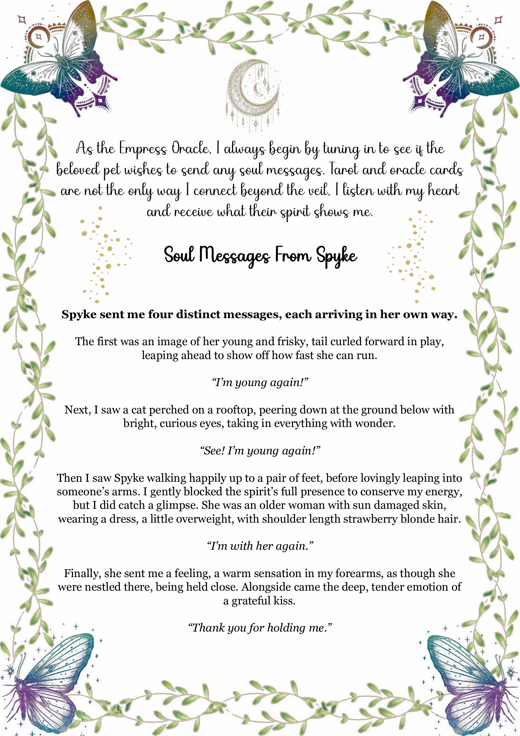 Deceased Animal Soul Reading - Peace/Closure