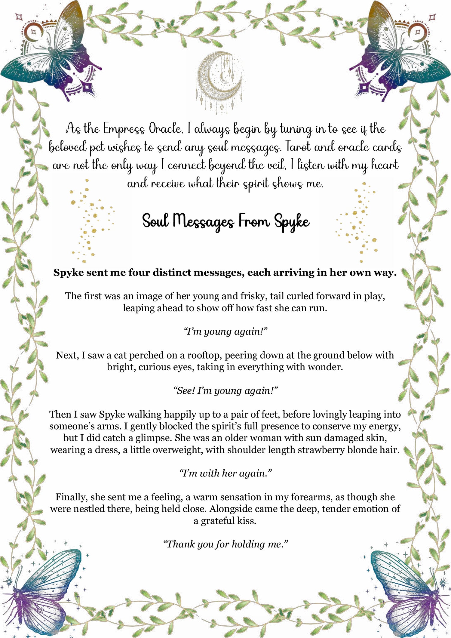 Deceased Animal Soul Reading - Peace/Closure