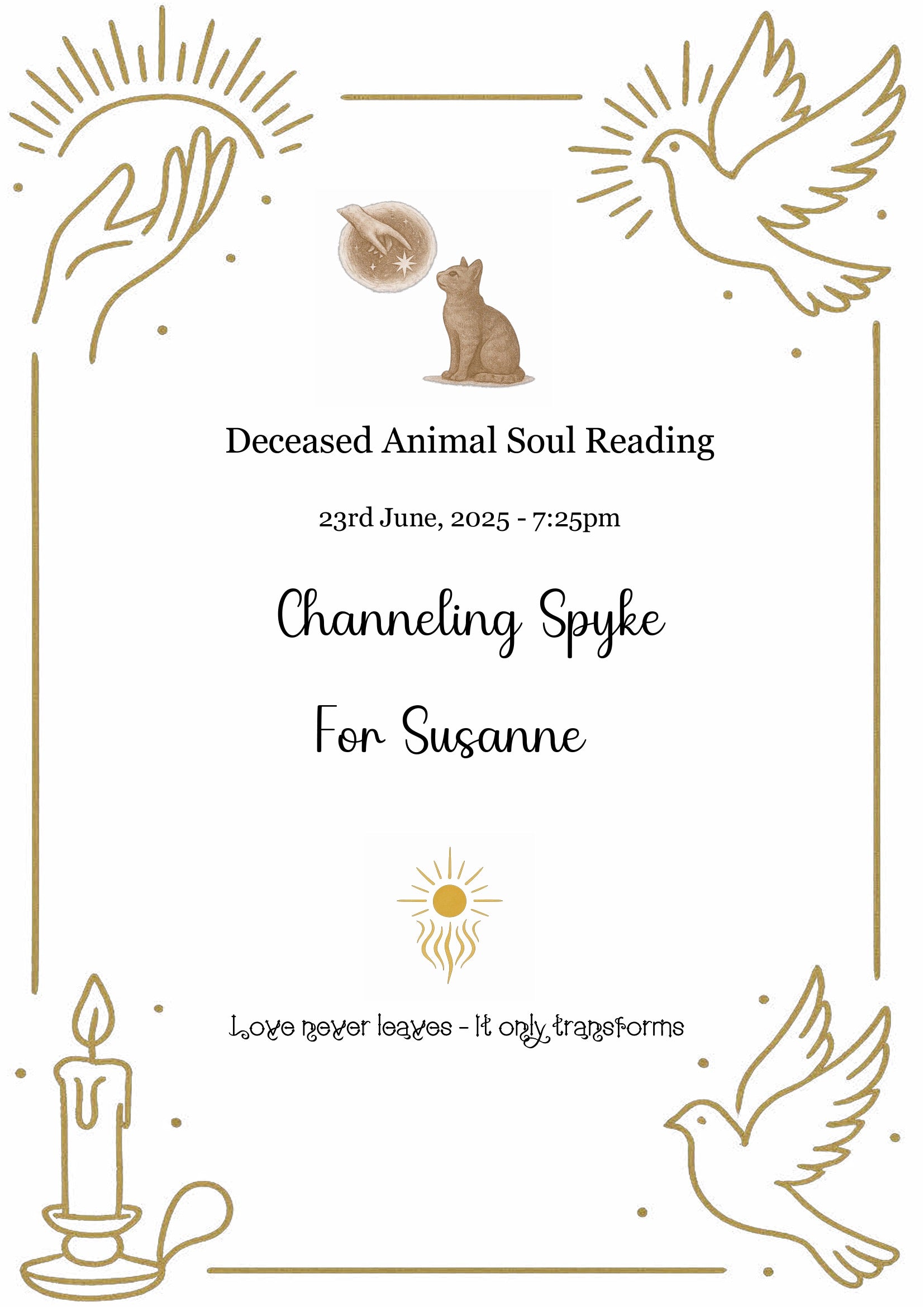 Deceased Animal Soul Reading - Peace/Closure