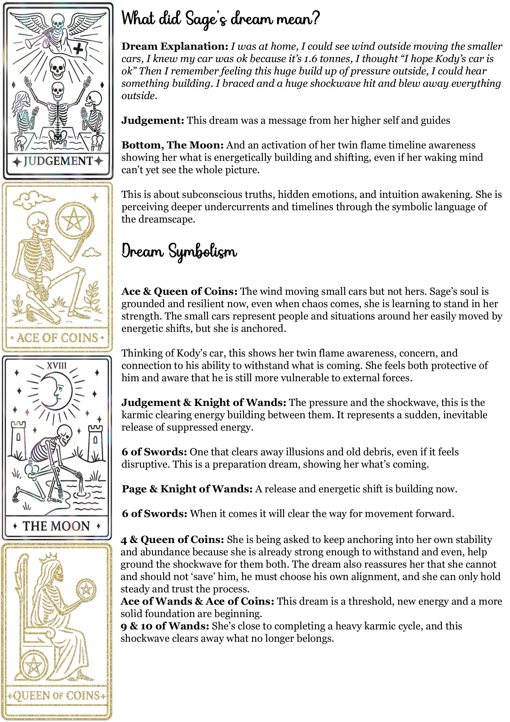 Dream Decoder Reading - Messages/Symbolism/Threads