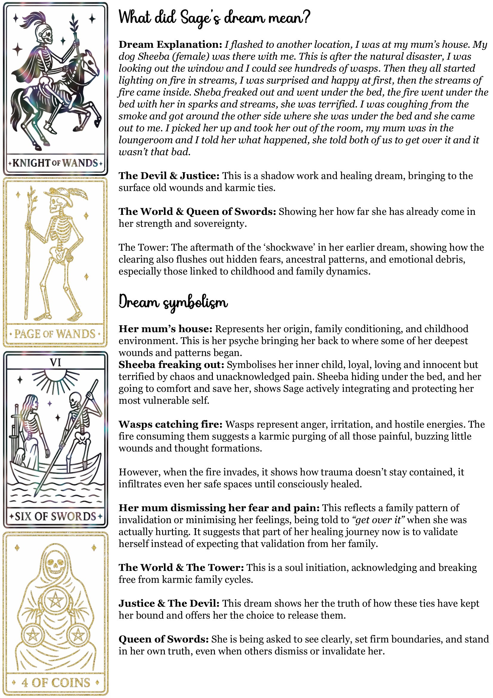 Dream Decoder Reading - Messages/Symbolism/Threads