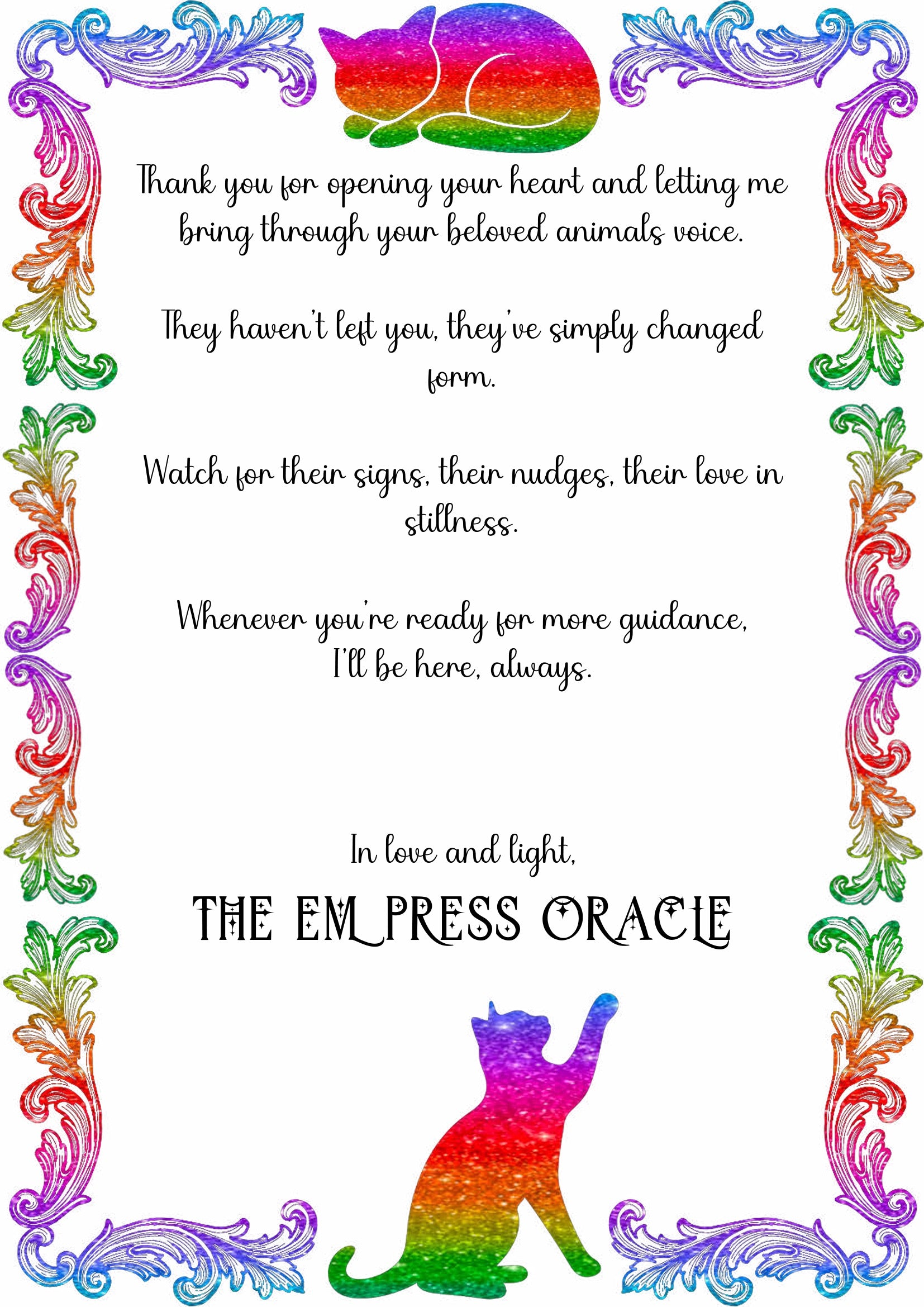 Deceased Animal Soul Reading - Peace/Closure