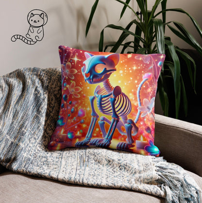 Psychedelic Skeleton Cat - Euro Pillow Case