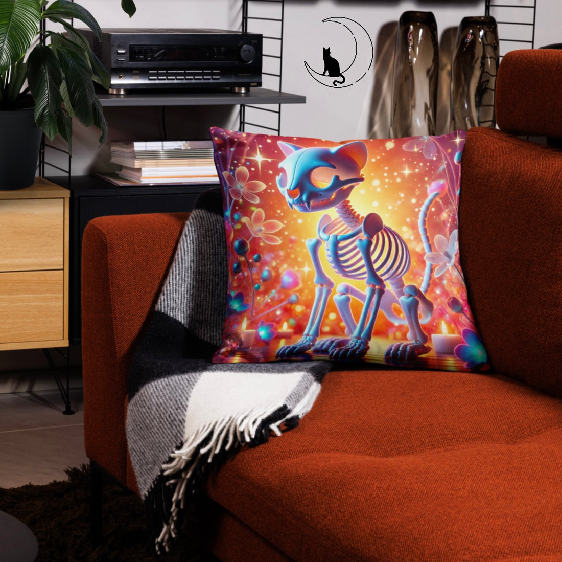 Psychedelic Skeleton Cat - Euro Pillow Case