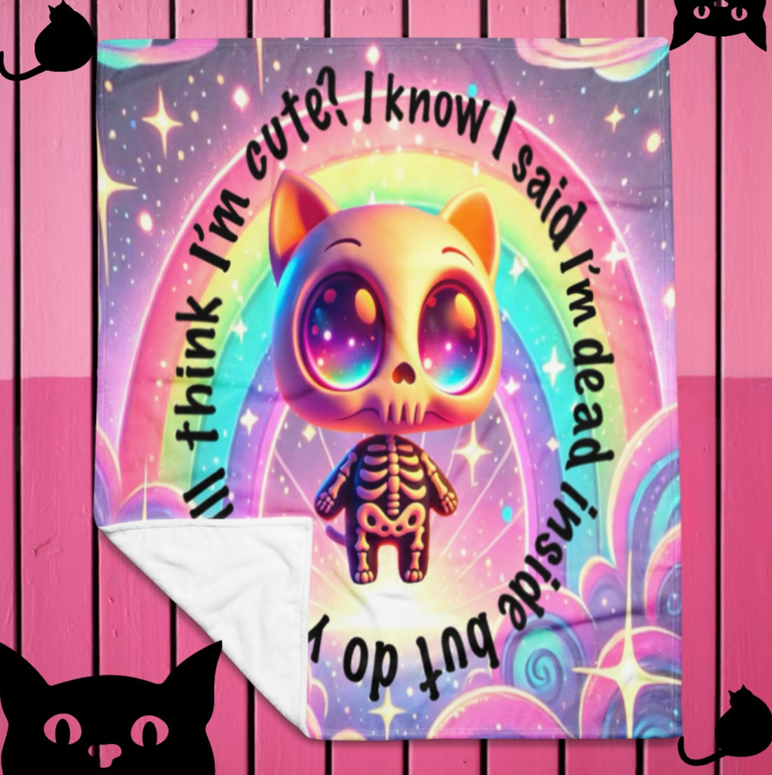 Still Cute, Still Dead Inside – Cat Skeleton Blanket