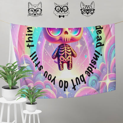 Still Cute, Still Dead Inside – Cat Skeleton Blanket