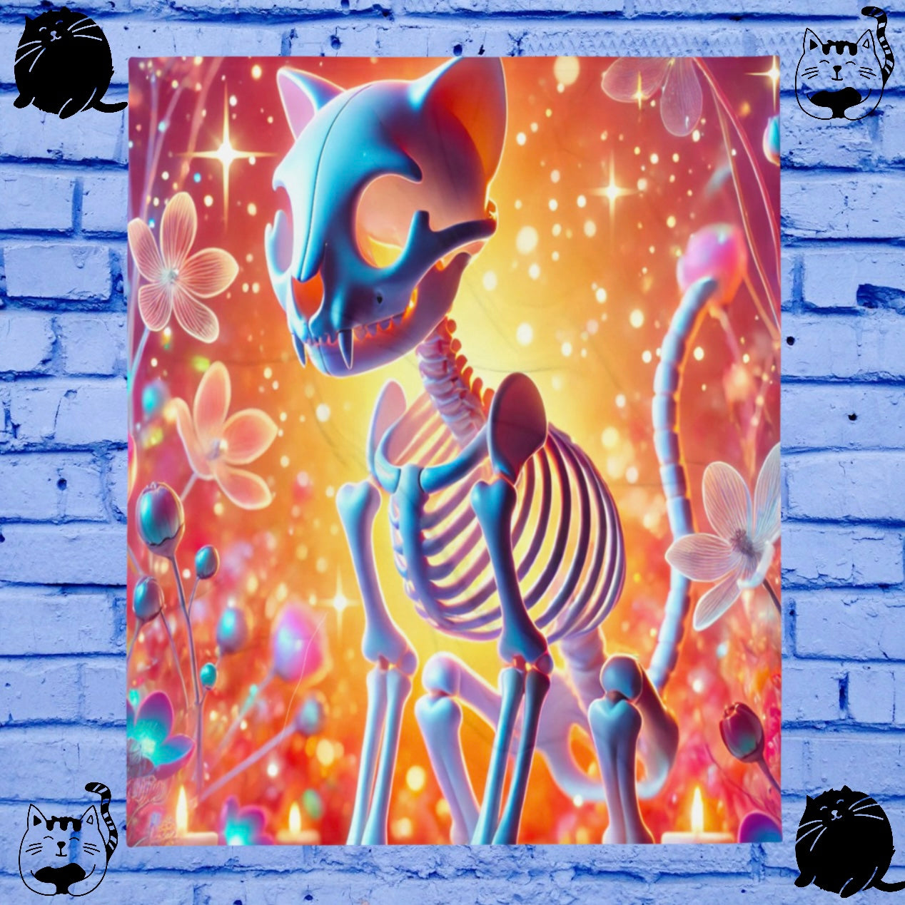 Psychedelic Skeleton Cat - Blanket