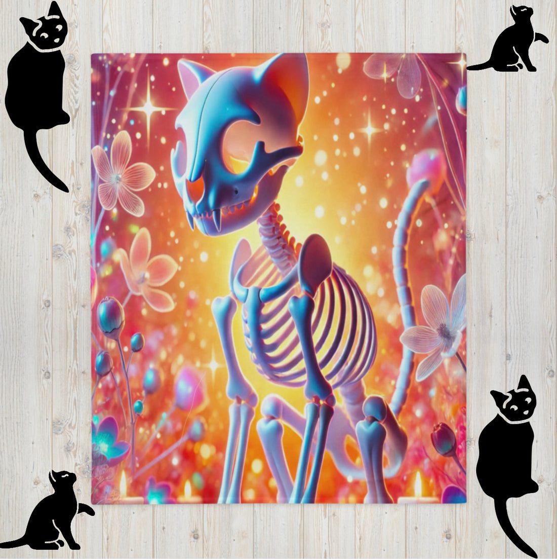 Psychedelic Skeleton Cat - Blanket