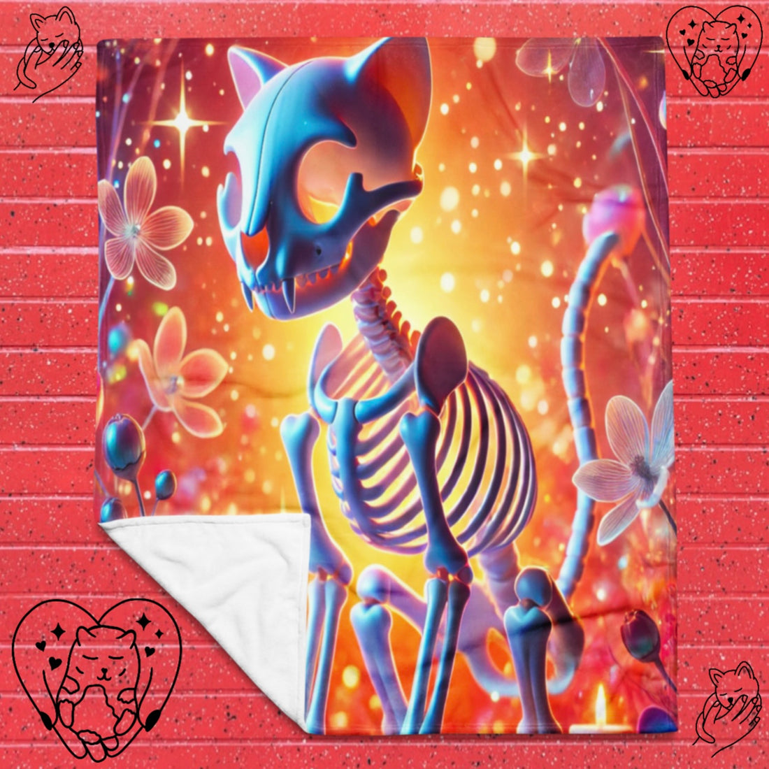 Psychedelic Skeleton Cat - Blanket