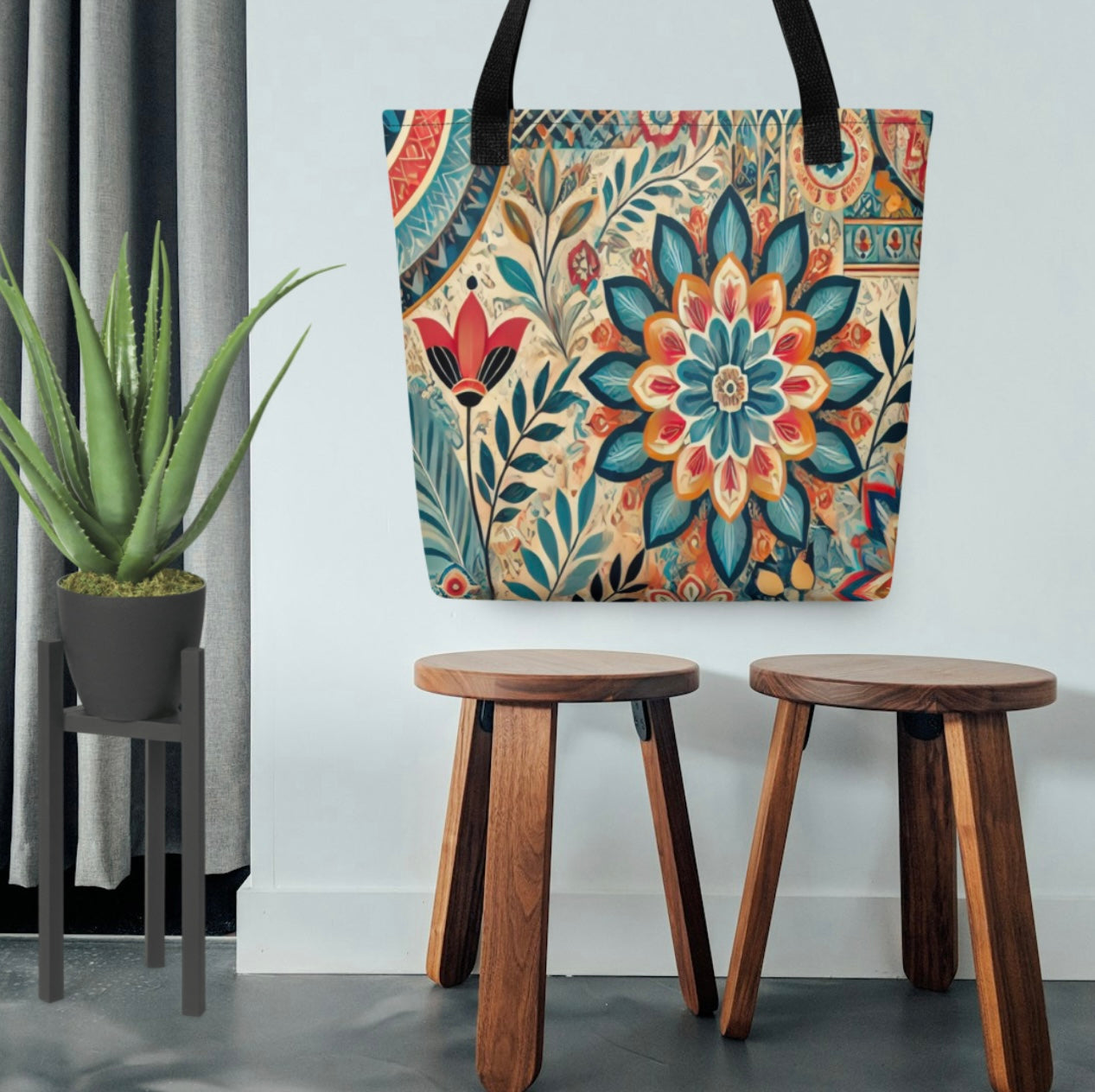 Botanical Mandala Print - Tote Bag