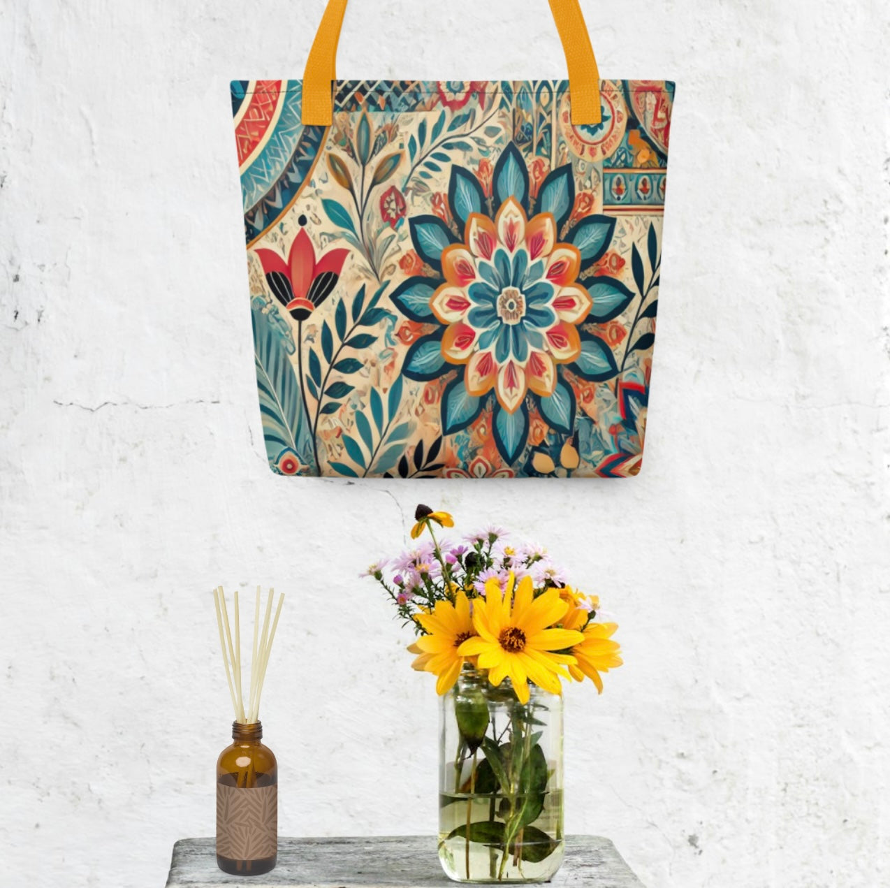 Botanical Mandala Print - Tote Bag