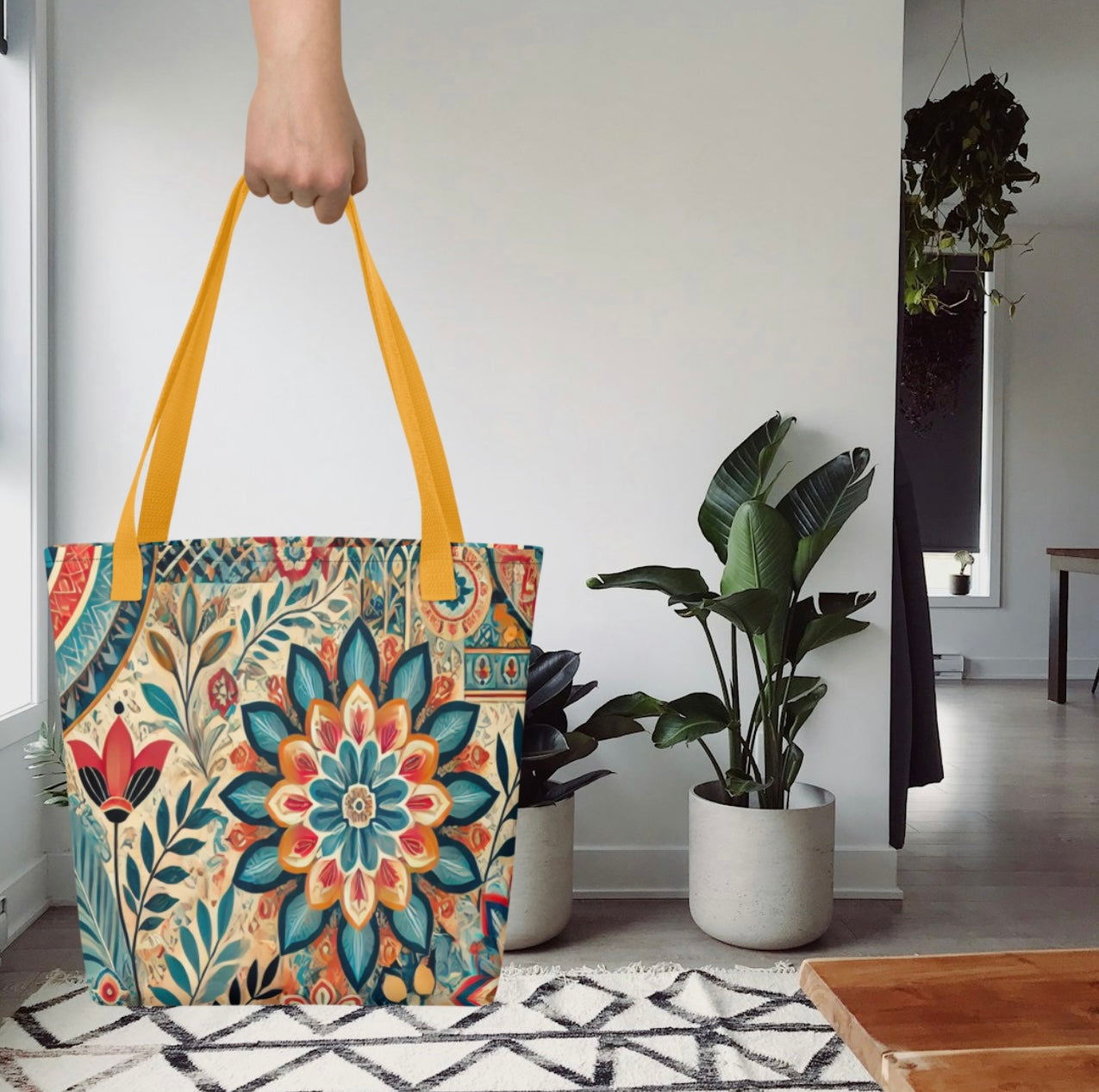Botanical Mandala Print - Tote Bag
