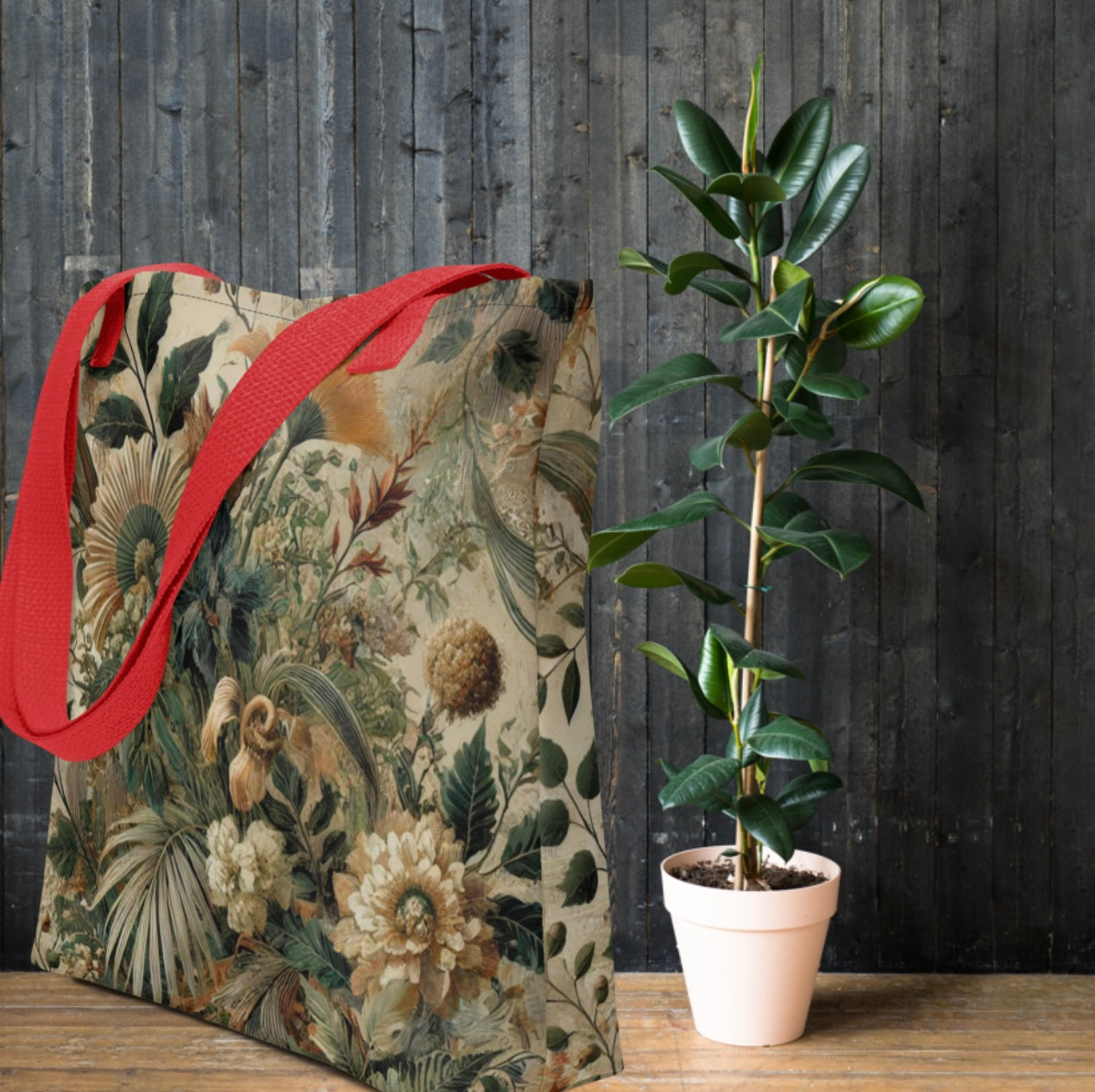 Earthy Floral Print - Tote bag