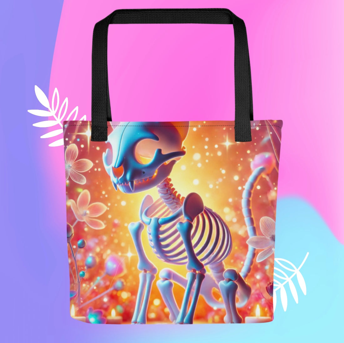 Psychedelic Skeleton Cat - Tote Bag