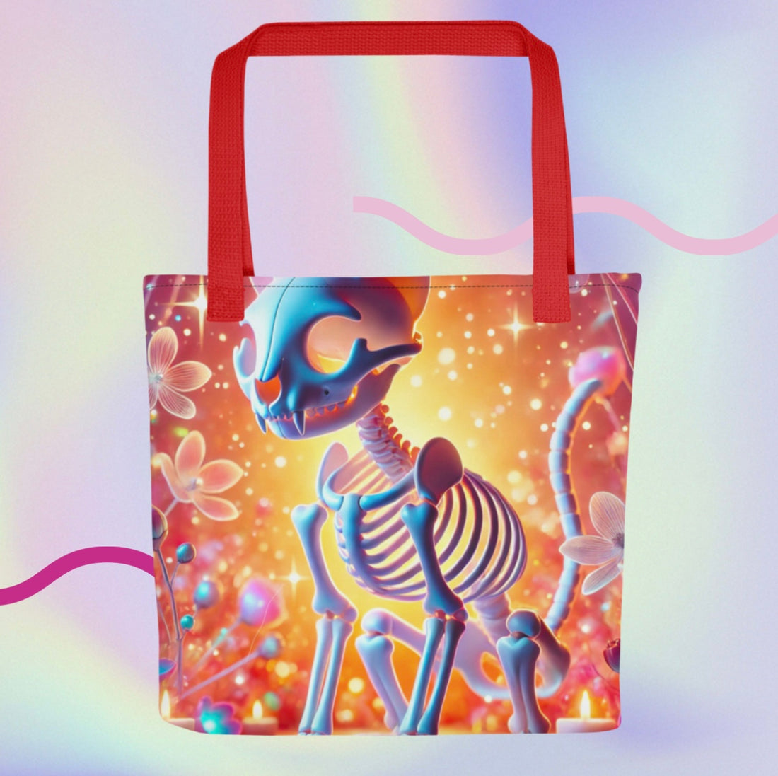 Psychedelic Skeleton Cat - Tote Bag