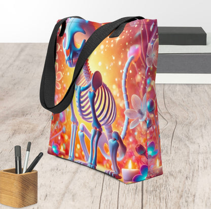 Psychedelic Skeleton Cat - Tote Bag