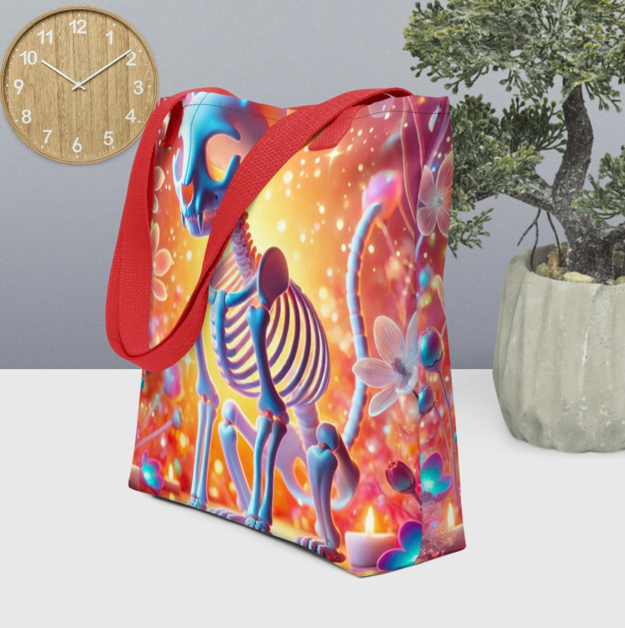 Psychedelic Skeleton Cat - Tote Bag