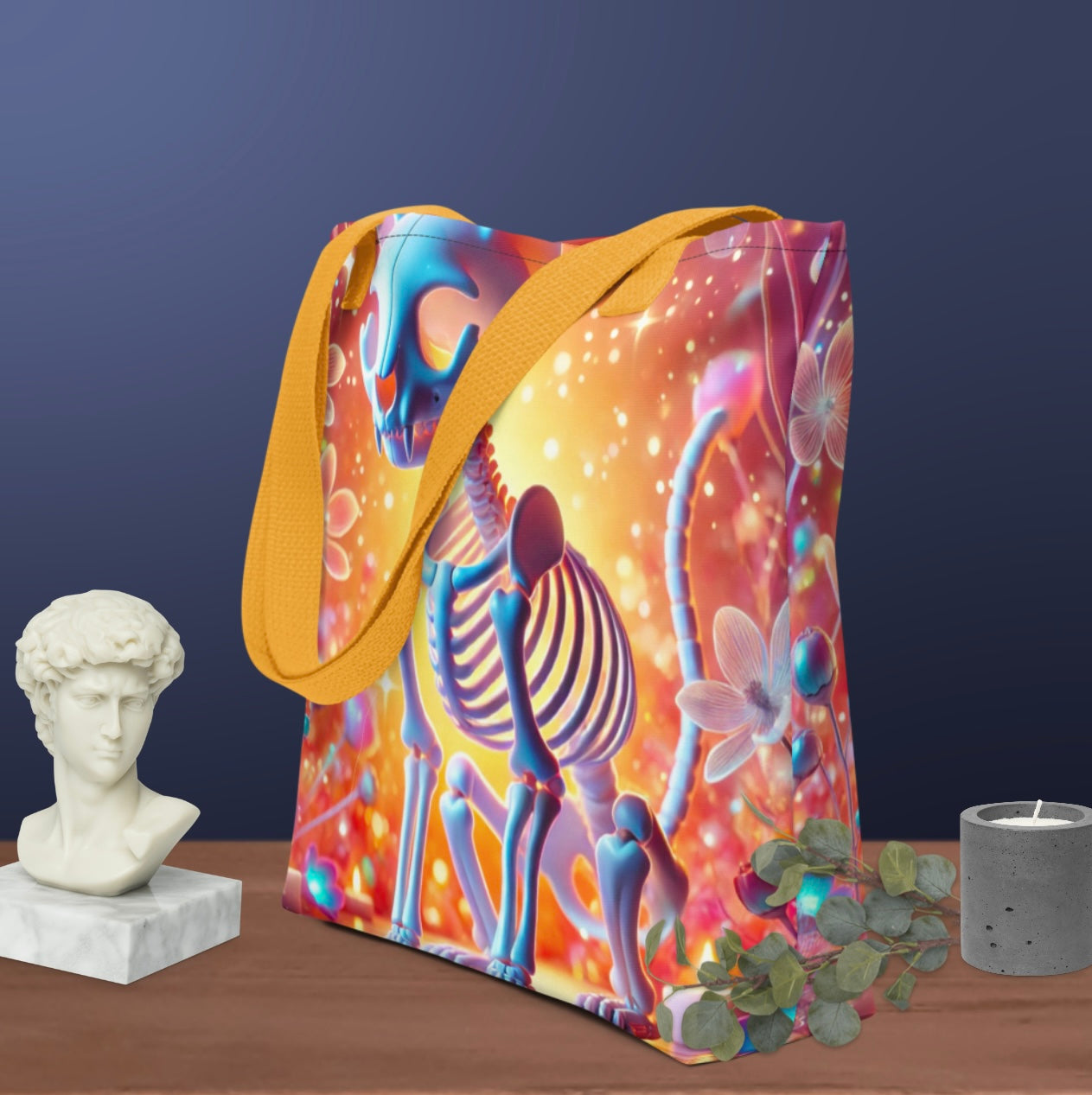 Psychedelic Skeleton Cat - Tote Bag