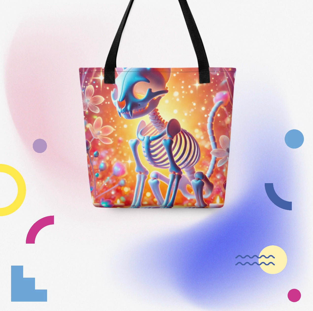 Psychedelic Skeleton Cat - Tote Bag