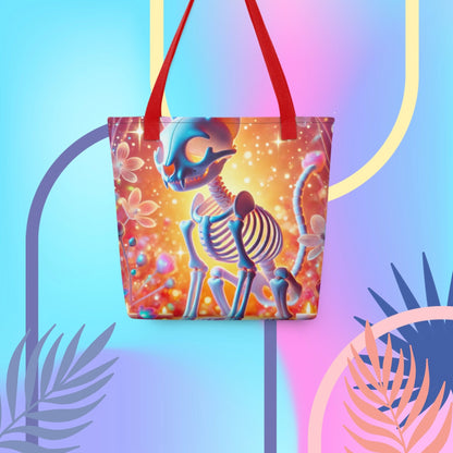 Psychedelic Skeleton Cat - Tote Bag
