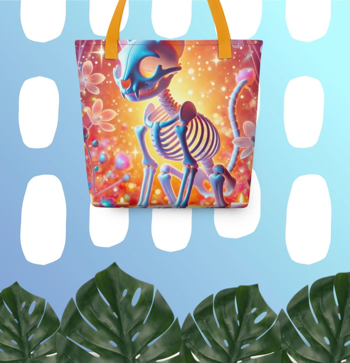 Psychedelic Skeleton Cat - Tote Bag