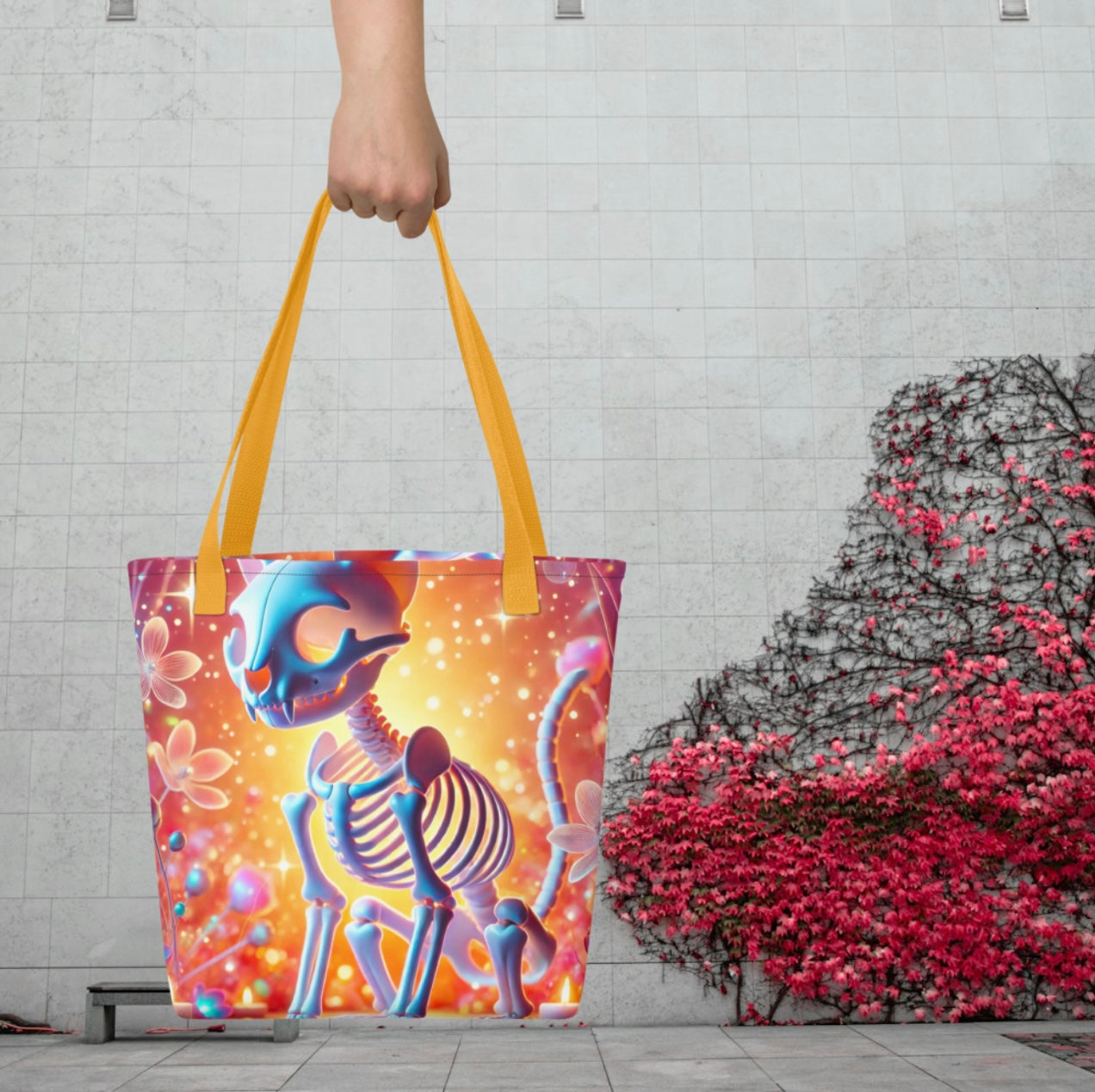 Psychedelic Skeleton Cat - Tote Bag