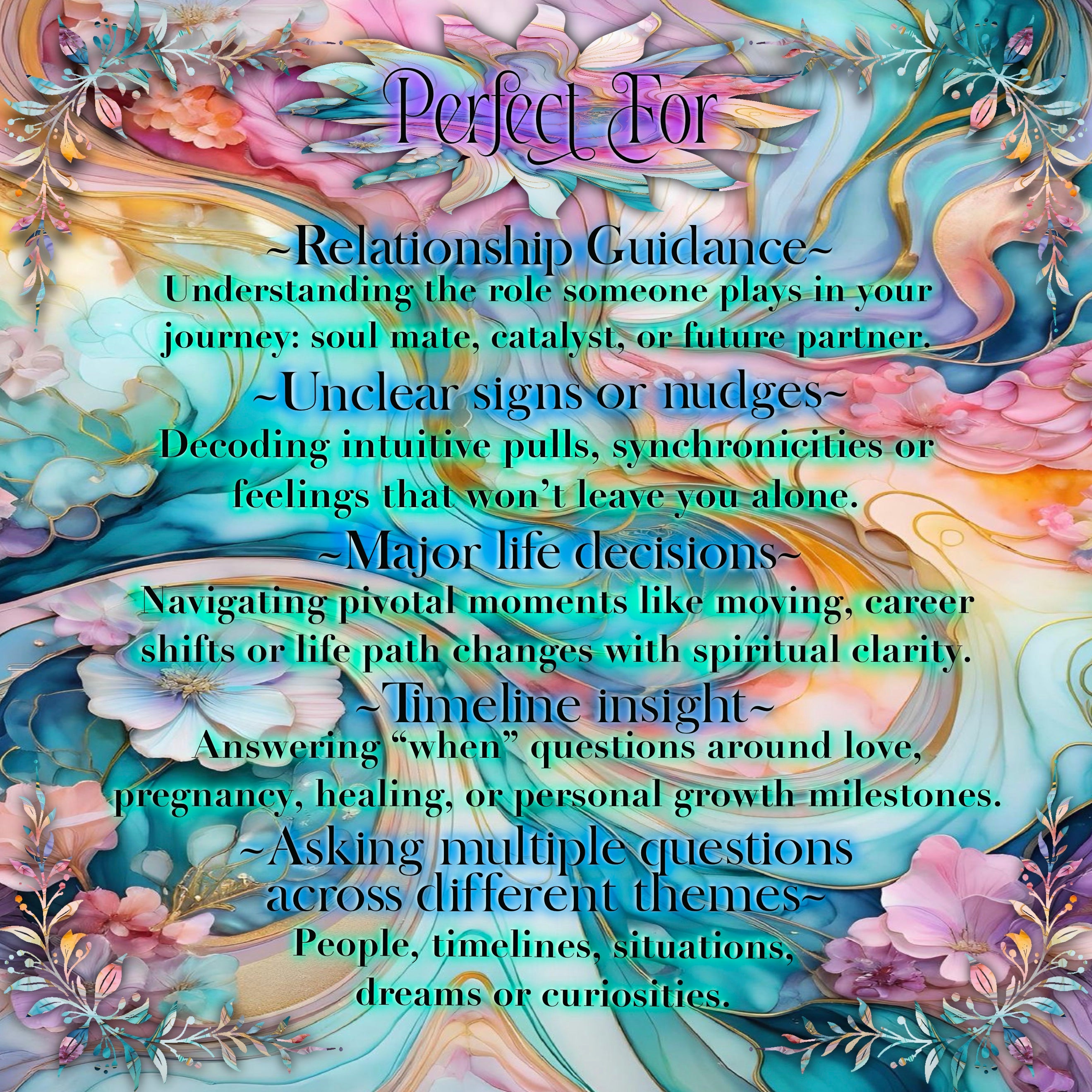 Custom Questions Reading - Relationship Guidance, Signs and Nudges, Major Life Decisions, Timeline Insight, Different Theme, Custom Spread, Customise Your Reading