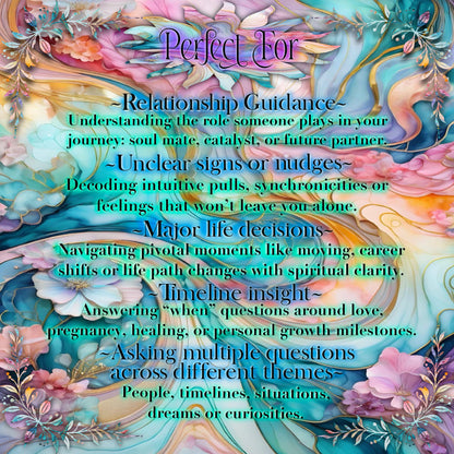 Custom Questions Reading - Relationship Guidance, Signs and Nudges, Major Life Decisions, Timeline Insight, Different Theme, Custom Spread, Customise Your Reading