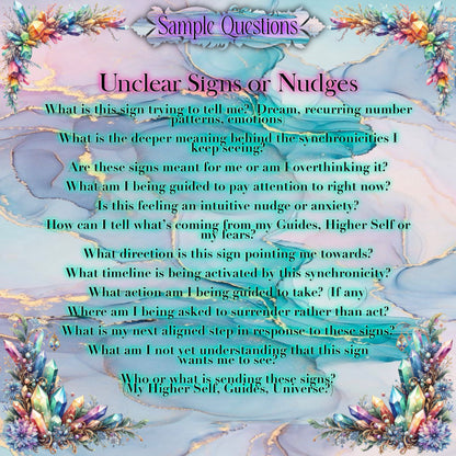 Custom Questions Reading - Relationship Guidance, Signs and Nudges, Major Life Decisions, Timeline Insight, Different Theme, Custom Spread, Customise Your Reading