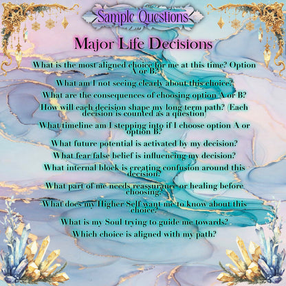 Custom Questions Reading - Relationship Guidance, Signs and Nudges, Major Life Decisions, Timeline Insight, Different Theme, Custom Spread, Customise Your Reading