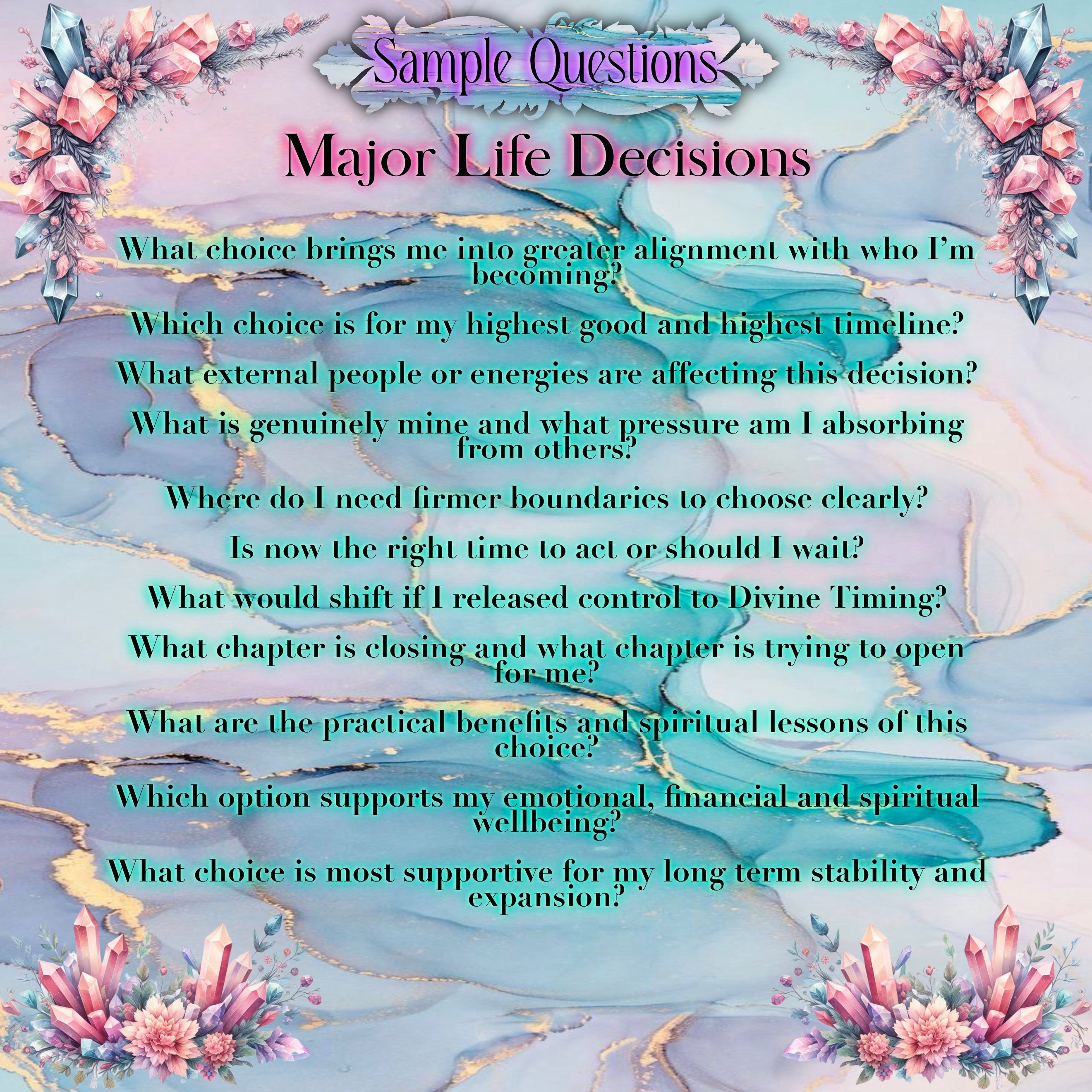 Custom Questions Reading - Relationship Guidance, Signs and Nudges, Major Life Decisions, Timeline Insight, Different Theme, Custom Spread, Customise Your Reading