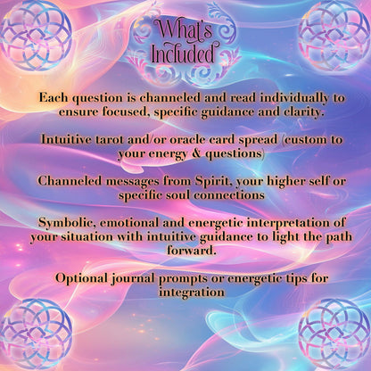 Custom Questions Reading - Relationship Guidance, Signs and Nudges, Major Life Decisions, Timeline Insight, Different Theme, Custom Spread, Customise Your Reading